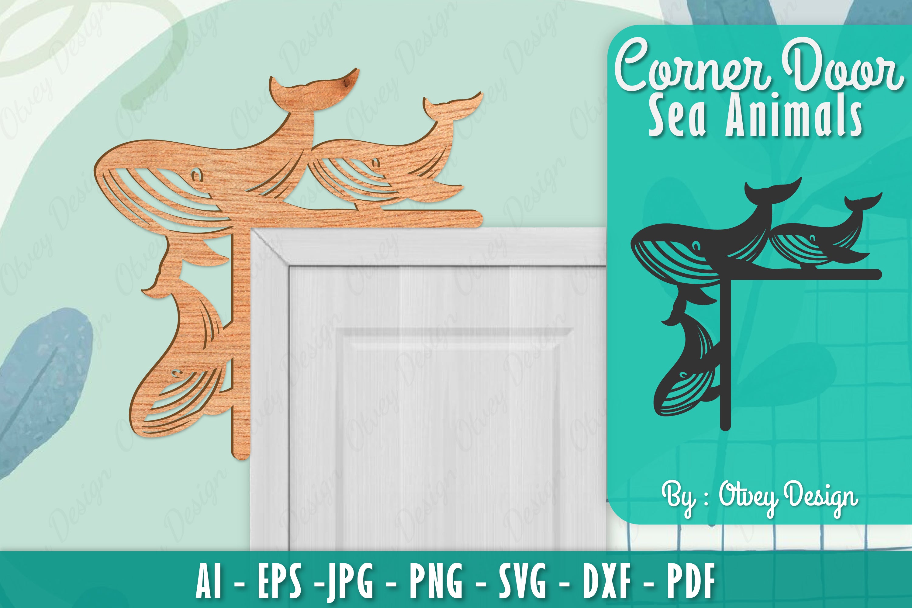 Sea Animals Door Corner Decoration Lasercut SVG Bundle - CraftNest - Digital Crafting and Art