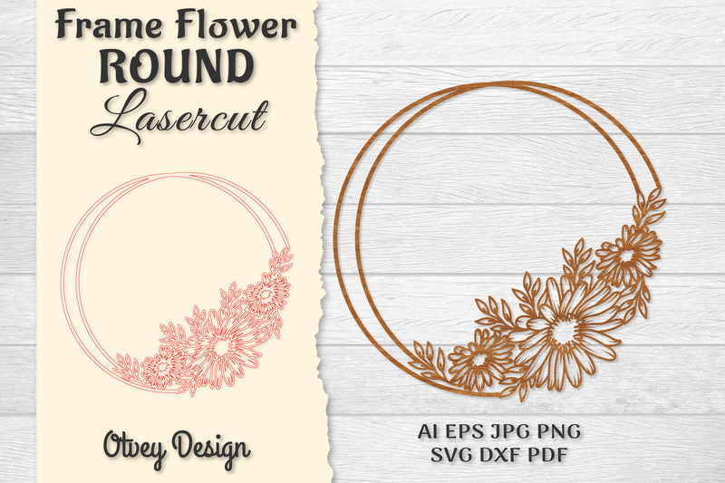 Frame Flower Round Lasercut SVG Bundle - CraftNest - Digital Crafting and Art