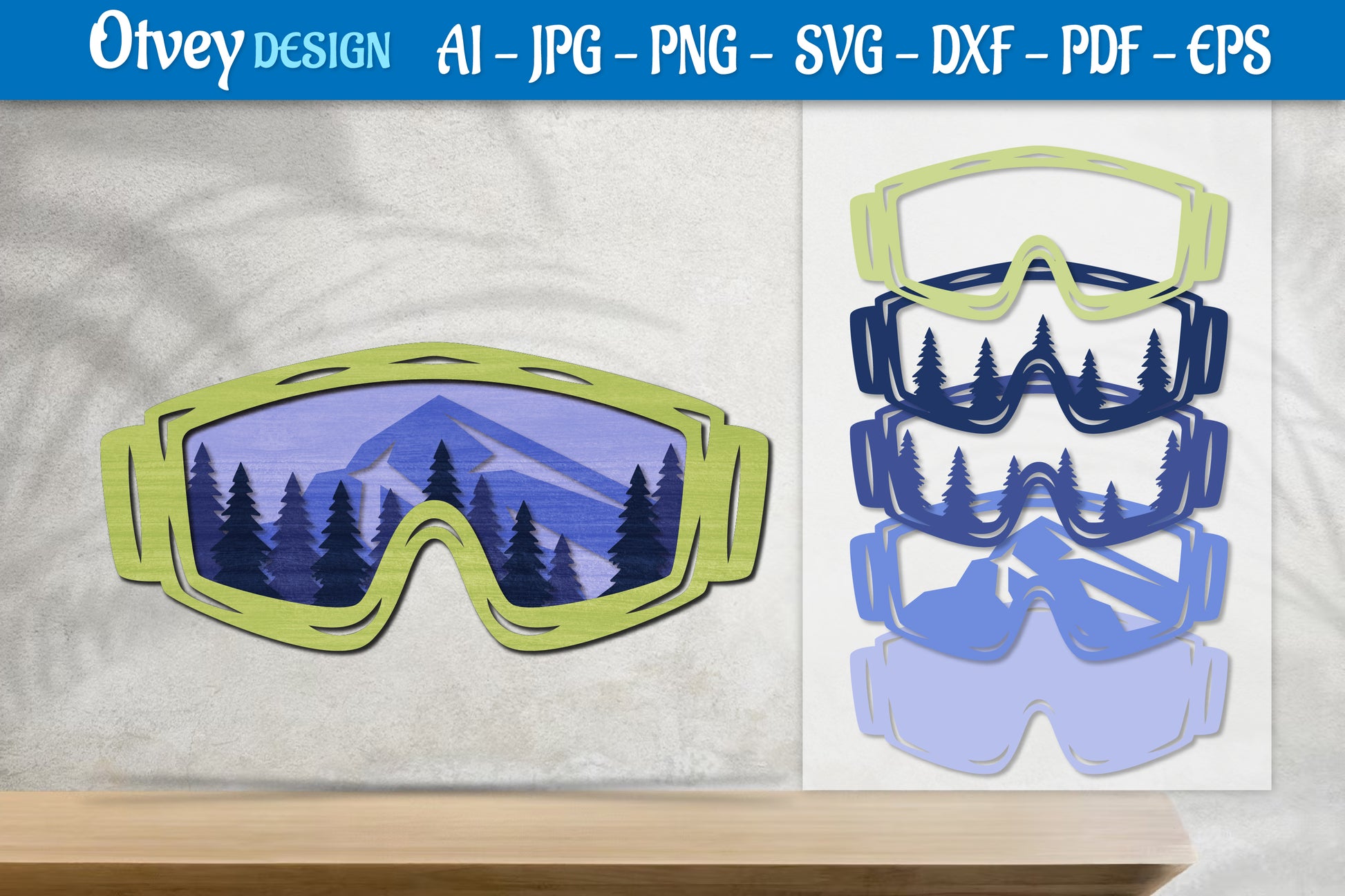 Mountain Scene Goggles Layered Lasercut SVG Bundle 1 - CraftNest - Digital Crafting and Art