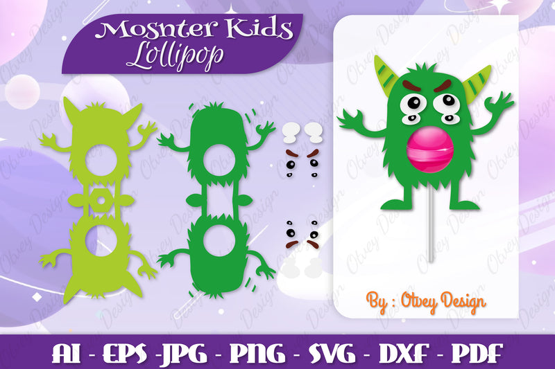 Monster Kids Lollipop Holders SVG Bundle - CraftNest - Digital Crafting and Art