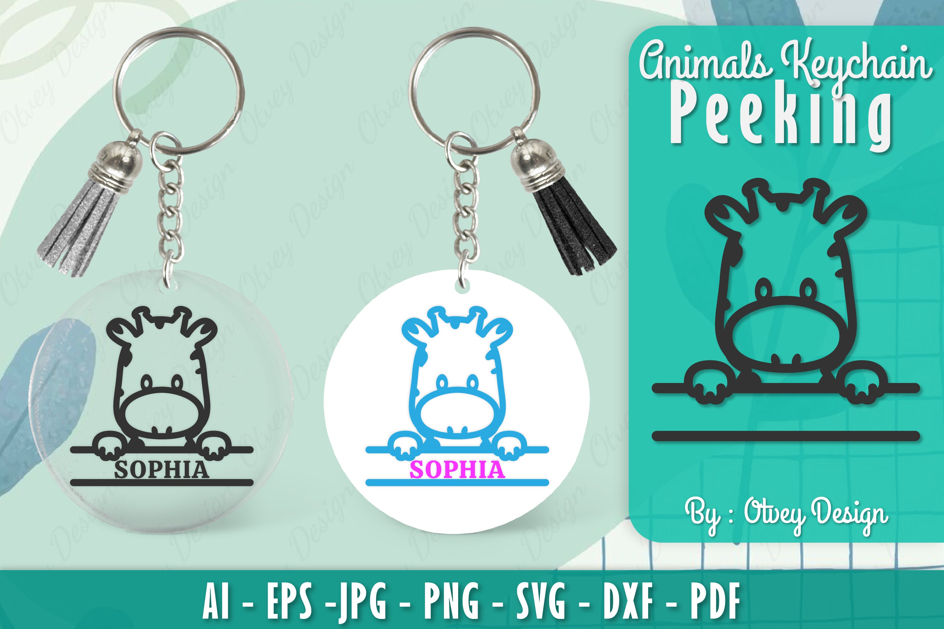 Animals Peeking Keychain SVG Bundle 1 - CraftNest - Digital Crafting and Art