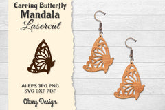 Earring Butterfly Mandala Lasercut SVG Bundle 9 - CraftNest - Digital Crafting and Art