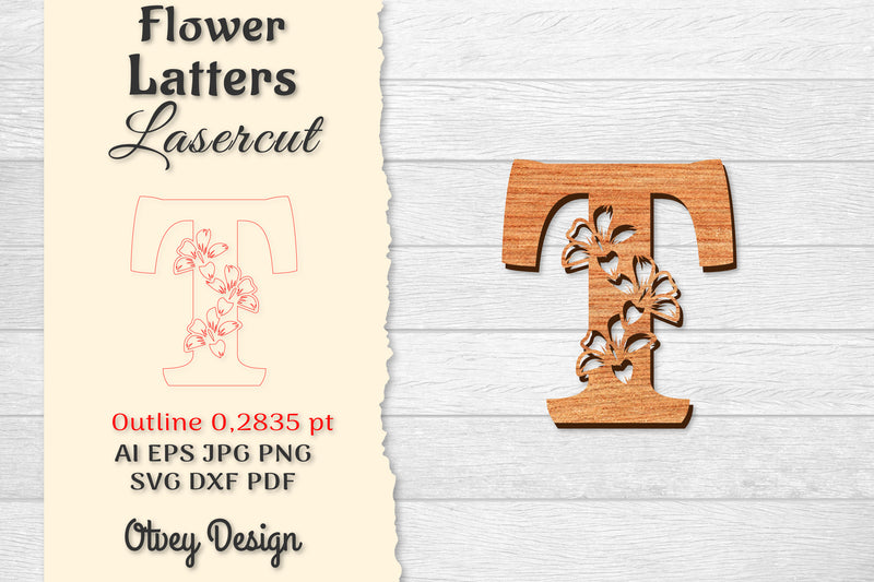Flower Letters Laser Cut File SVG Bundle 129 - CraftNest - Digital Crafting and Art