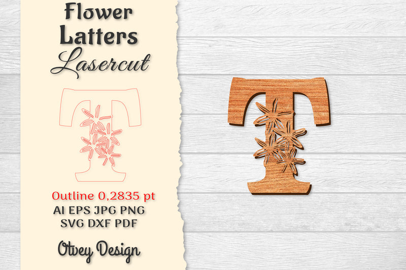 Flower Letters Laser Cut File SVG Bundle 40 - CraftNest - Digital Crafting and Art