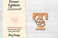 Flower Letters Laser Cut File SVG Bundle 57 - CraftNest - Digital Crafting and Art