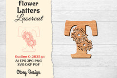 Flower Letters Laser Cut SVG Bundle 73 - CraftNest - Digital Crafting and Art