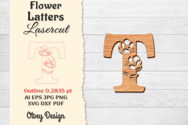 Flower Letters Laser Cut SVG Bundle 101 - CraftNest - Digital Crafting and Art