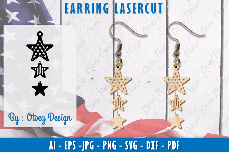 4th of July Earring SVG Bundle 13 - CraftNest - Digital Crafting and Art