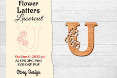 Flower Letters Laser Cut SVG Bundle 136 - CraftNest - Digital Crafting and Art