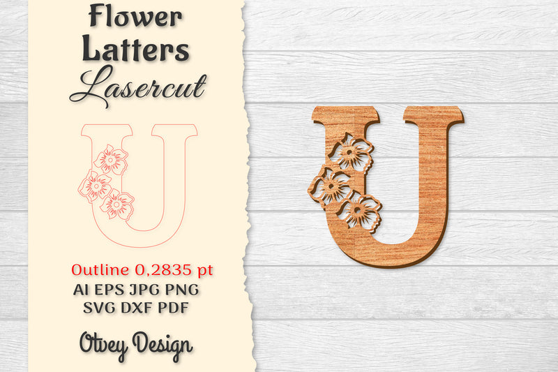 Flower Letters Laser Cut SVG Bundle 136 - CraftNest - Digital Crafting and Art