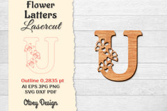 Flower Letters Laser Cut SVG Bundle 149 - CraftNest - Digital Crafting and Art