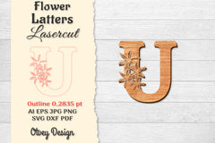 Flower Letters Laser Cut File SVG Bundle 41 - CraftNest - Digital Crafting and Art