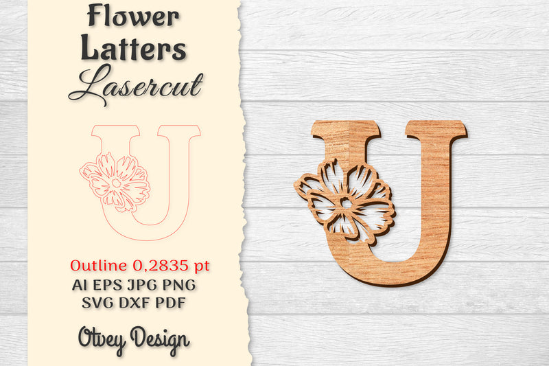 Flower Letters Laser Cut File SVG Bundle 58 - CraftNest - Digital Crafting and Art