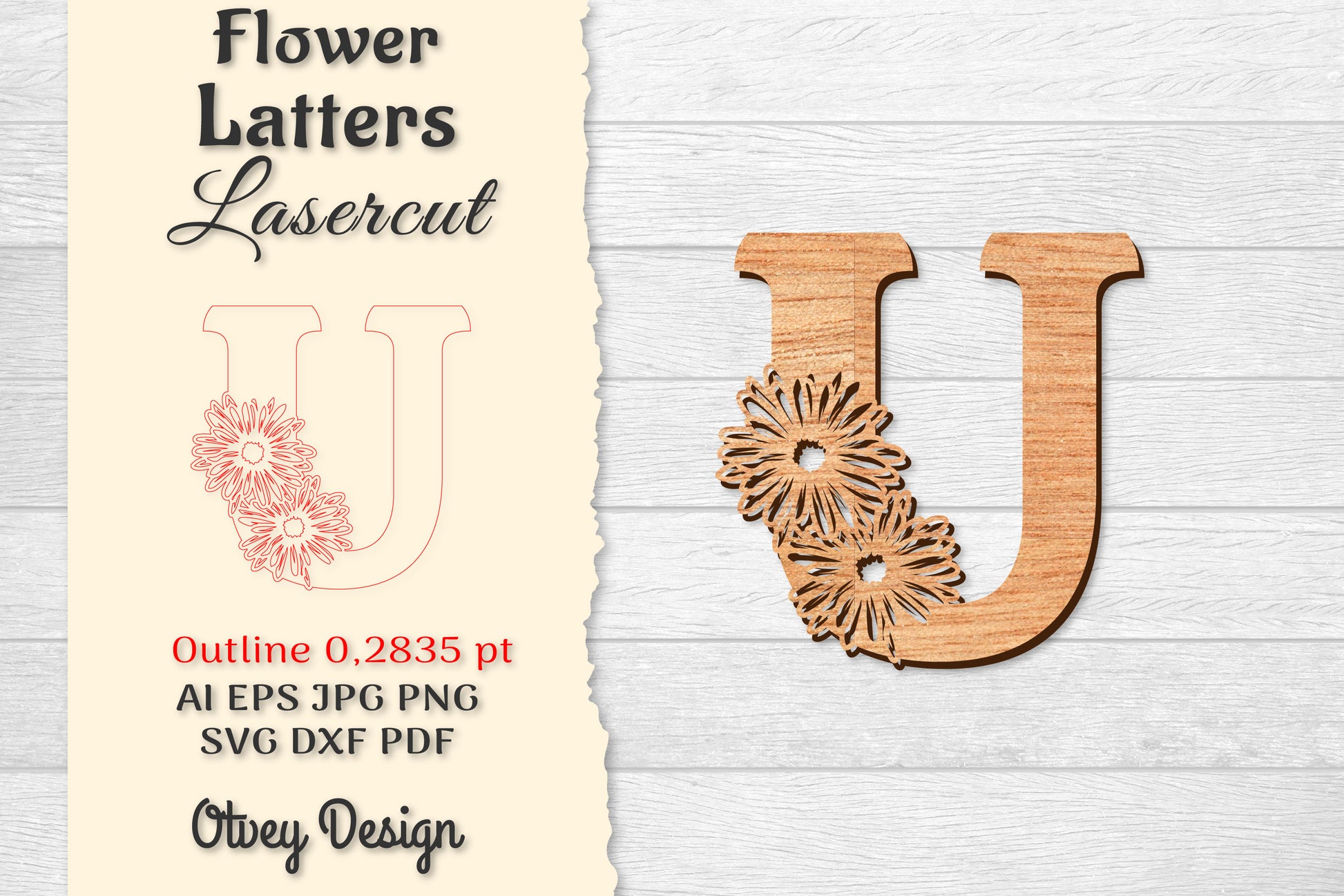 3 Flower Letters Laser Cut SVG Bundle - CraftNest - Digital Crafting and Art