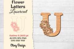 3 Flower Letters Laser Cut SVG Bundle - CraftNest - Digital Crafting and Art