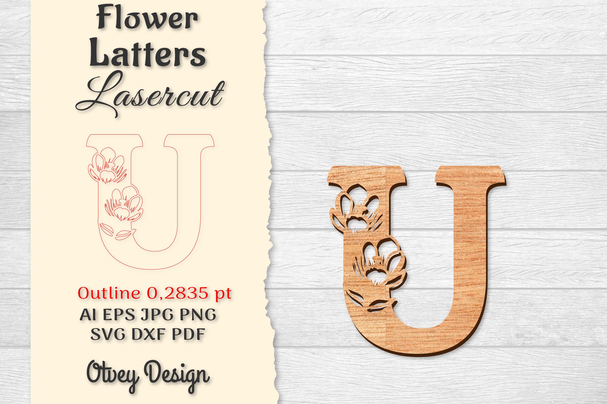 5 Flower Letters Laser Cut SVG Bundle - CraftNest - Digital Crafting and Art