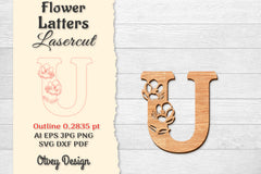 5 Flower Letters Laser Cut SVG Bundle - CraftNest - Digital Crafting and Art
