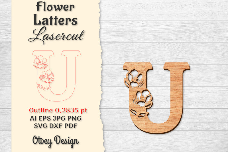 5 Flower Letters Laser Cut SVG Bundle - CraftNest - Digital Crafting and Art