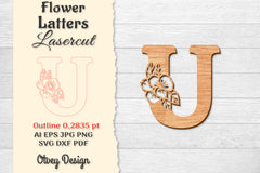 Flower Letters Laser Cut File SVG Bundle 90 - CraftNest - Digital Crafting and Art