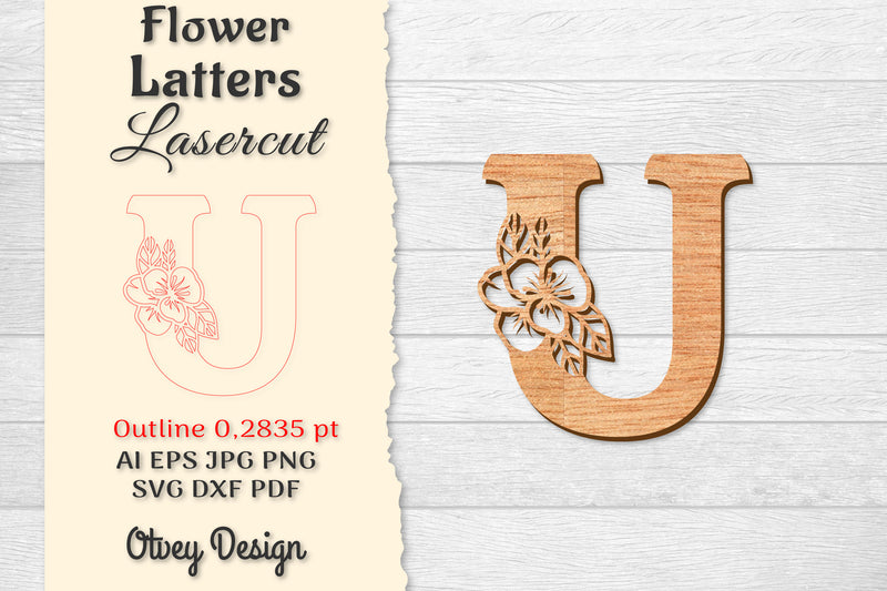 Flower Letters Laser Cut File SVG Bundle 90 - CraftNest - Digital Crafting and Art