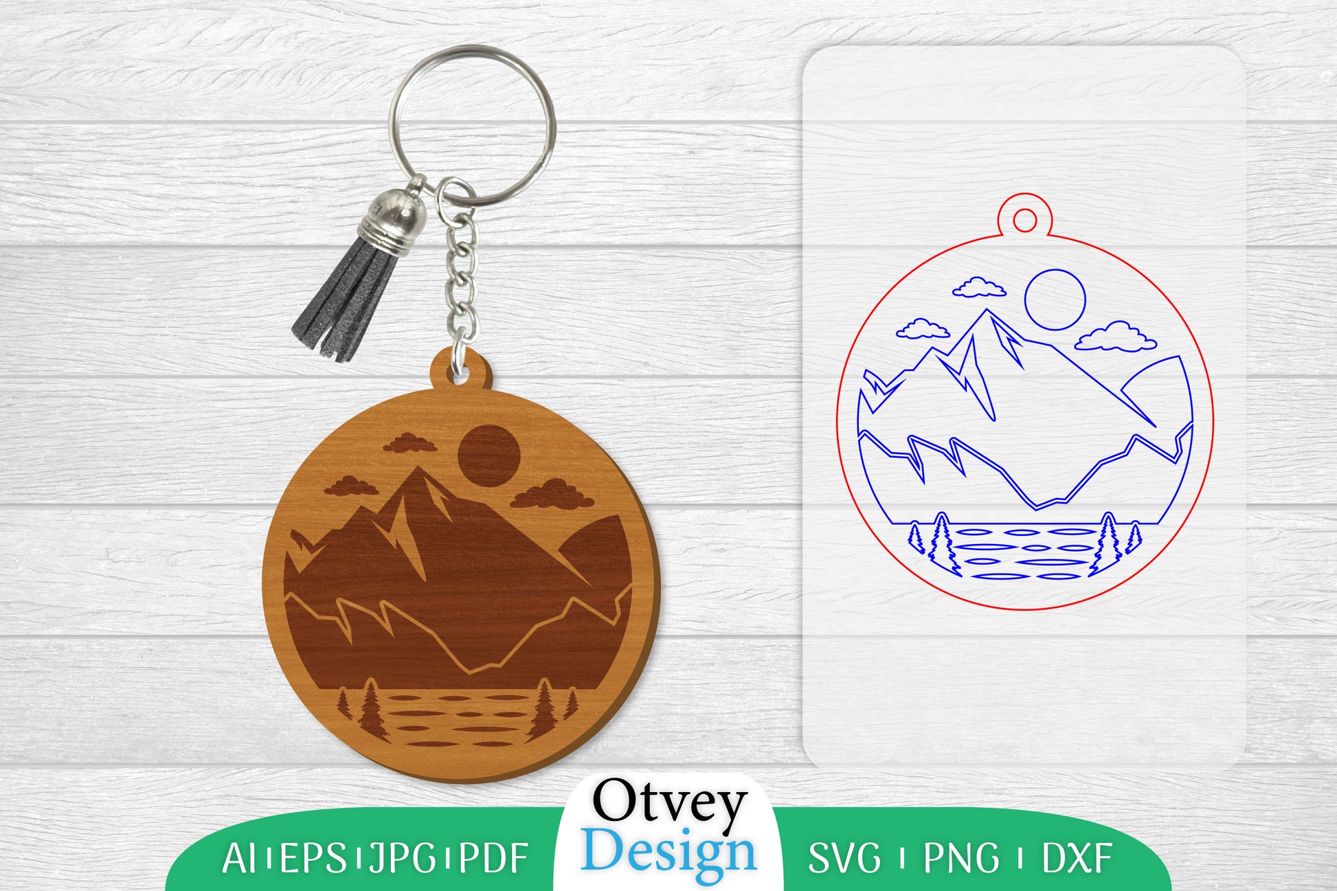 Keychain Sunset Mountain Lasercut SVG Bundle 13 - CraftNest - Digital Crafting and Art