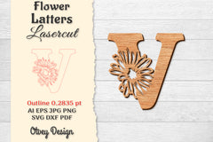Flower Letters Laser Cut SVG Bundle 16 - CraftNest - Digital Crafting and Art