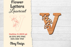 Flower Letters Laser Cut SVG Bundle 150 - CraftNest - Digital Crafting and Art