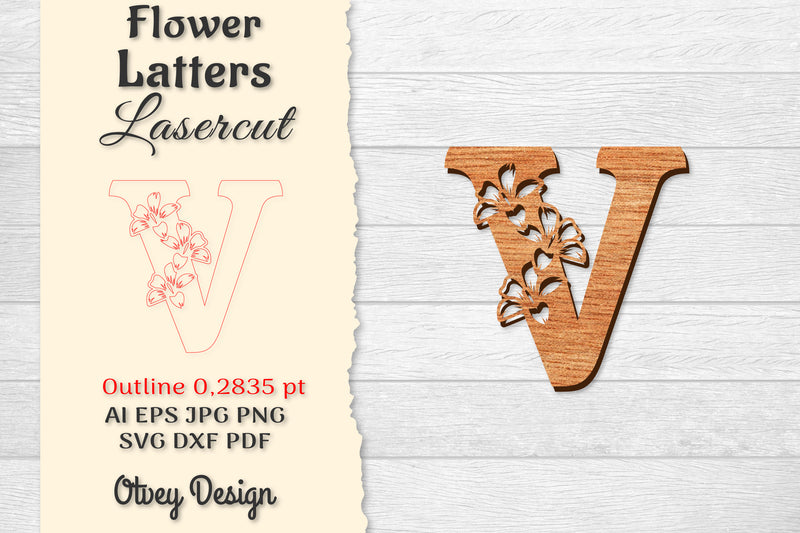 Flower Letters Laser Cut SVG Bundle 150 - CraftNest - Digital Crafting and Art