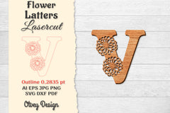 Flower Letters Laser Cut SVG Bundle 46 - CraftNest - Digital Crafting and Art