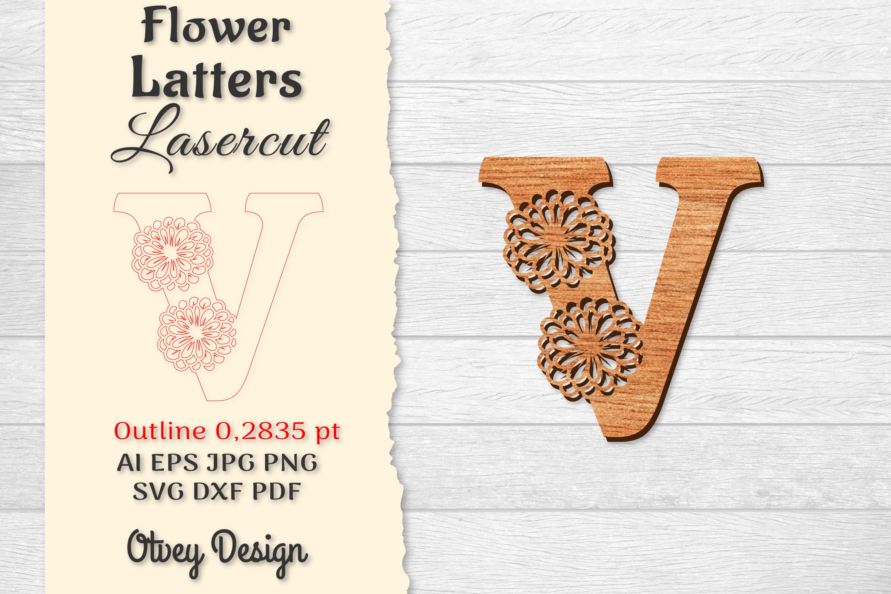 Flower Letters Laser Cut SVG Bundle 46 - CraftNest - Digital Crafting and Art