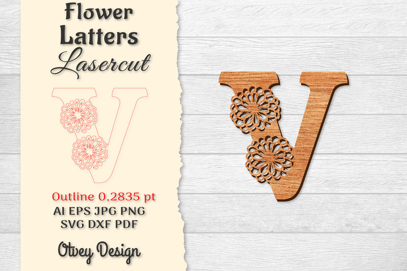 Flower Letters Laser Cut SVG Bundle 46 - CraftNest - Digital Crafting and Art