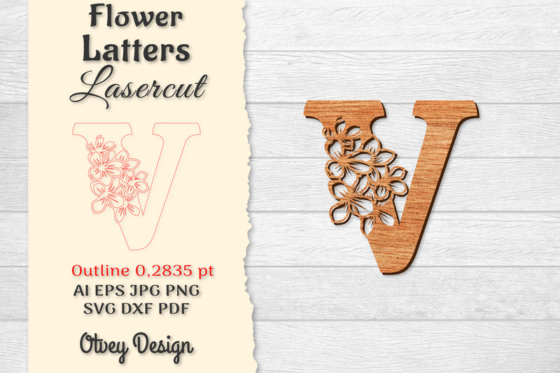 Flower Letters Laser Cut SVG Bundle 163 - CraftNest - Digital Crafting and Art