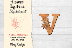 Flower Letters Laser Cut File SVG Bundle 42 - CraftNest - Digital Crafting and Art