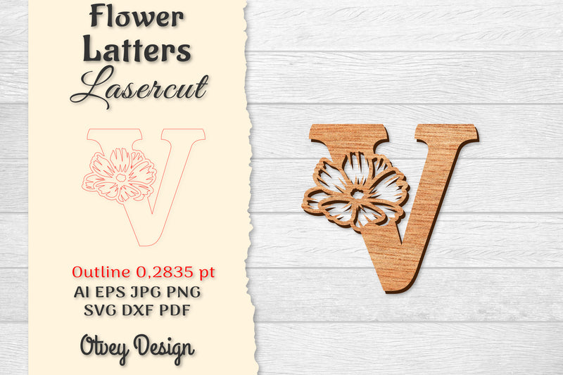 Flower Letters Laser Cut File SVG Bundle 59 - CraftNest - Digital Crafting and Art