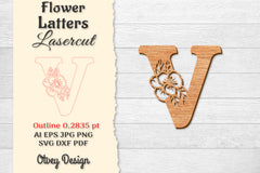 Flower Letters Laser Cut File SVG Bundle 91 - CraftNest - Digital Crafting and Art