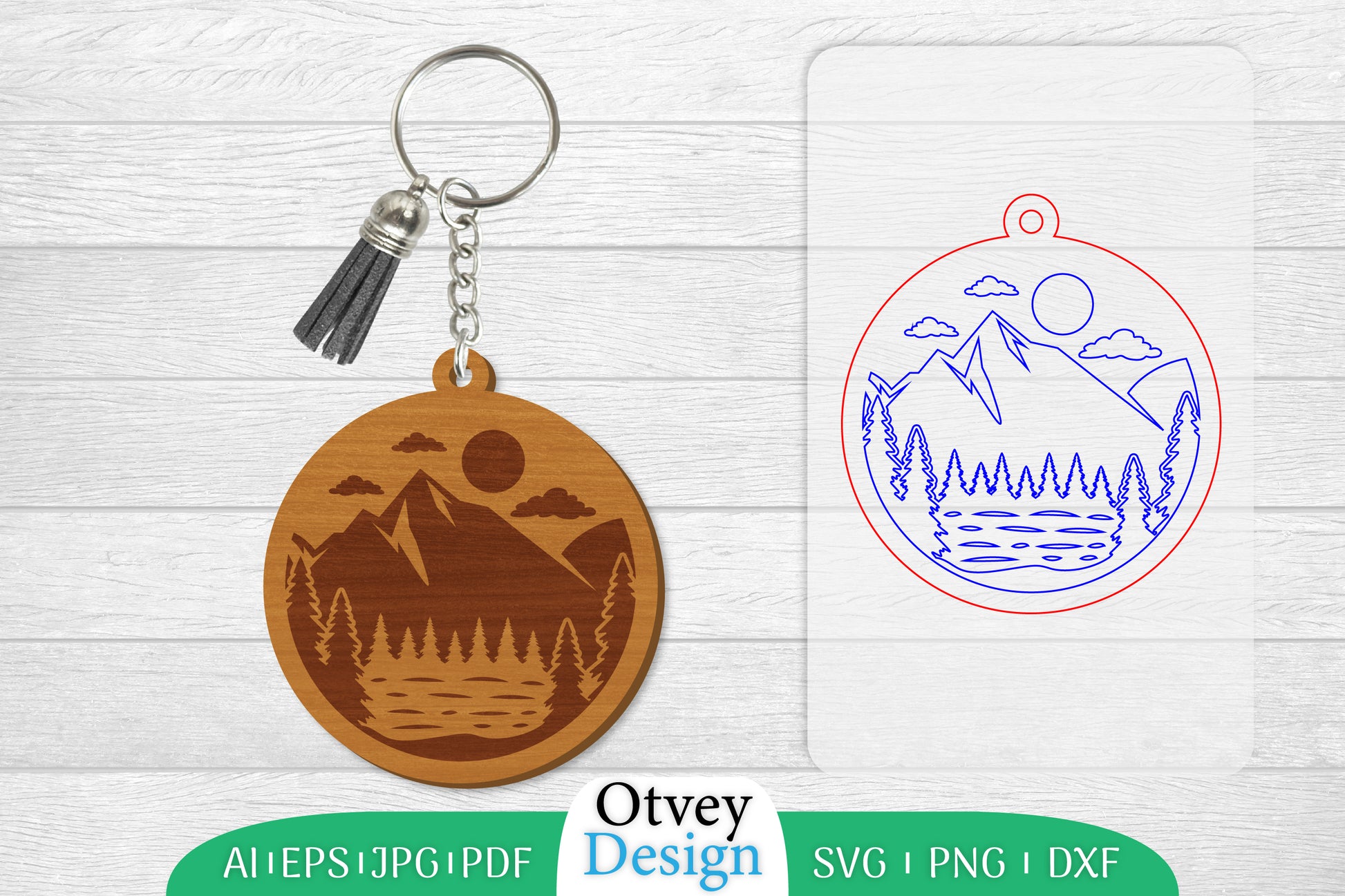 Keychain Sunset Mountain Lasercut SVG Bundle 14 - CraftNest - Digital Crafting and Art