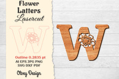 Flower Letters Laser Cut File SVG Bundle 14 - CraftNest - Digital Crafting and Art