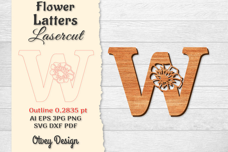 Flower Letters Laser Cut File SVG Bundle 14 - CraftNest - Digital Crafting and Art