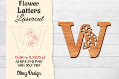 Flower Letters Laser Cut File SVG Bundle 130 - CraftNest - Digital Crafting and Art