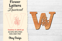 Flower Letters Laser Cut SVG Bundle 58 - CraftNest - Digital Crafting and Art