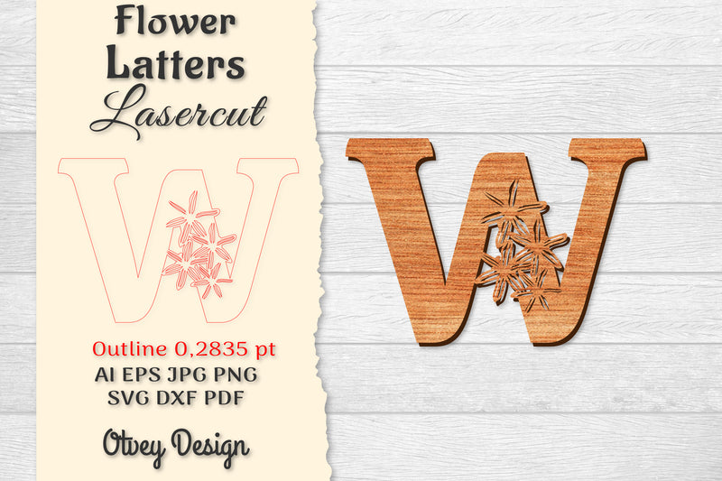 Flower Letters Laser Cut SVG Bundle 58 - CraftNest - Digital Crafting and Art