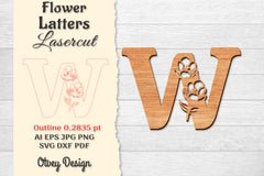 Flower Letters Laser Cut SVG Bundle 103 - CraftNest - Digital Crafting and Art