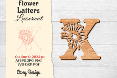 Flower Letters Laser Cut SVG Bundle 18 - CraftNest - Digital Crafting and Art