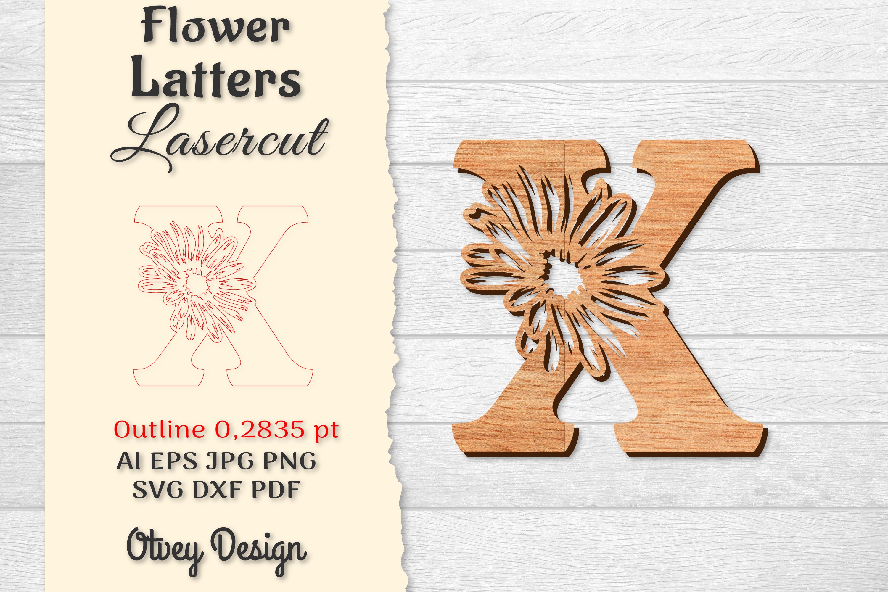 Flower Letters Laser Cut SVG Bundle 18 - CraftNest - Digital Crafting and Art