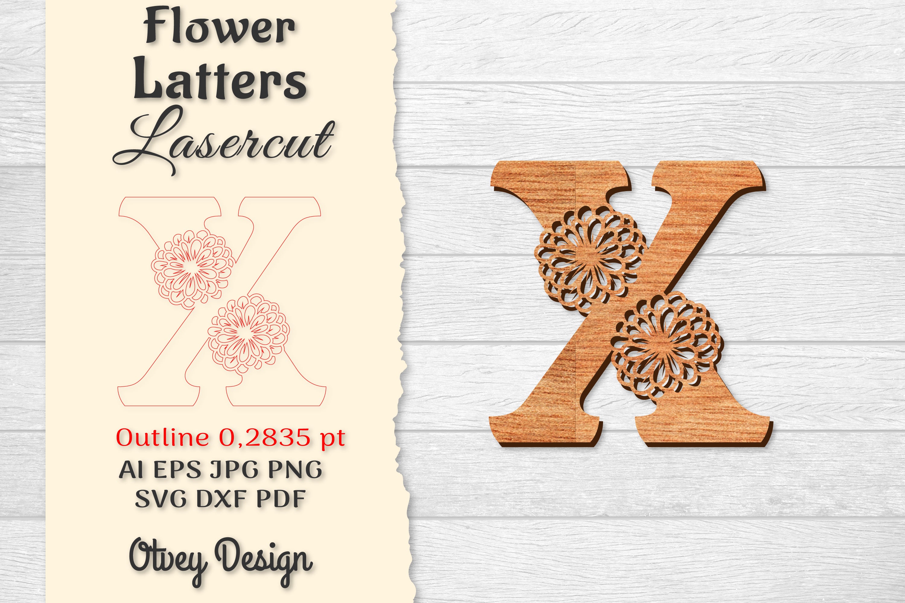 Flower Letters Laser Cut SVG Bundle 47 - CraftNest - Digital Crafting and Art