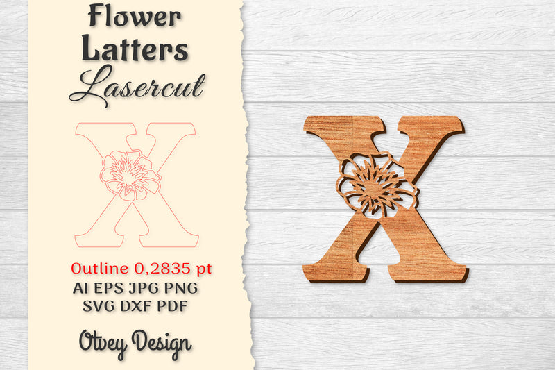 Flower Letters Laser Cut File SVG Bundle 15 - CraftNest - Digital Crafting and Art