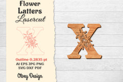 Flower Letters Laser Cut SVG Bundle 59 - CraftNest - Digital Crafting and Art