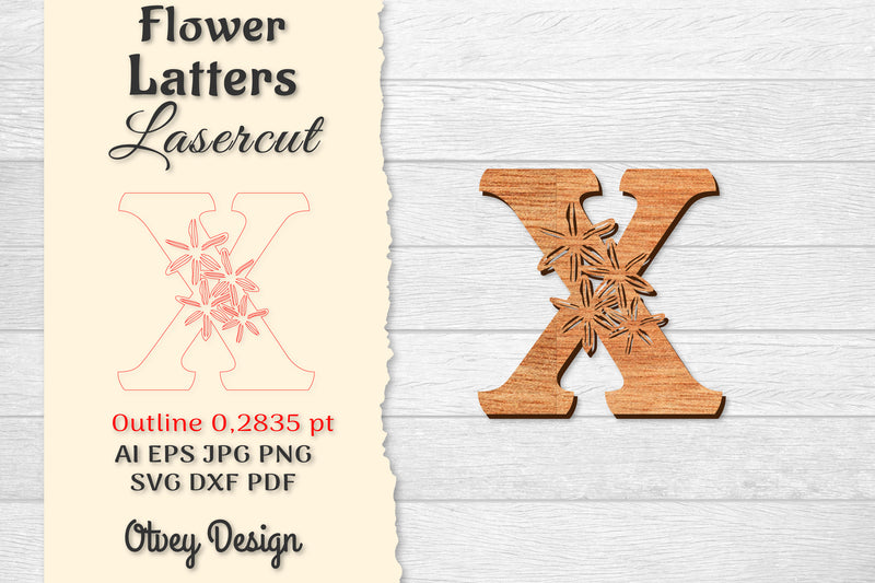 Flower Letters Laser Cut SVG Bundle 59 - CraftNest - Digital Crafting and Art