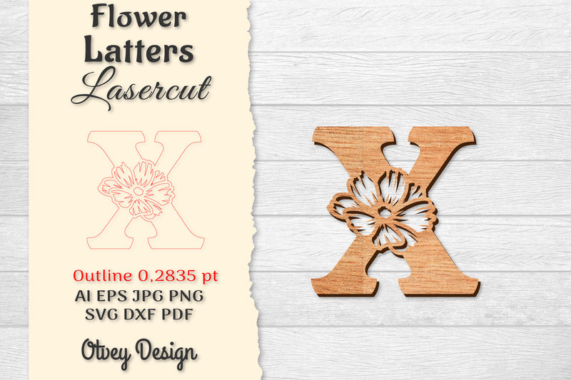 Flower Letters Laser Cut File SVG Bundle 61 - CraftNest - Digital Crafting and Art