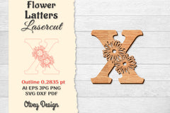 Flower Letters Laser Cut SVG Bundle 76 - CraftNest - Digital Crafting and Art